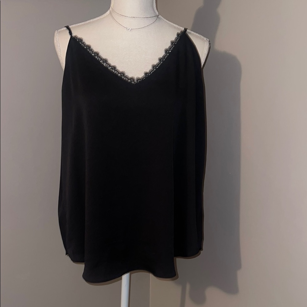 Elegant Black Lace Trim Cami Top